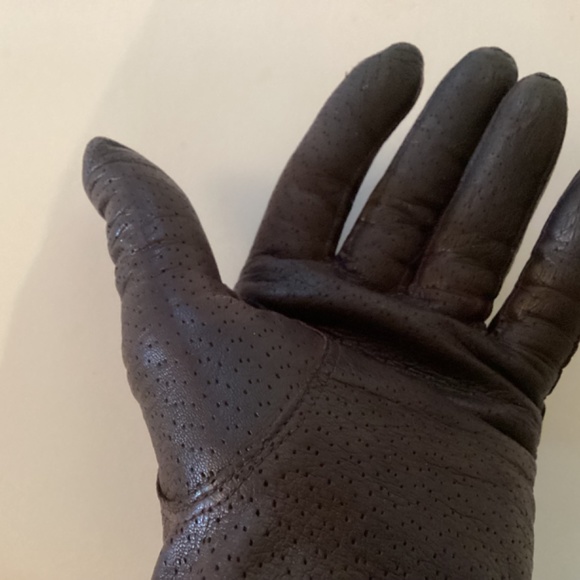 Vintage Women’s Dark Brown Gloves 100% Leather Size 7 Wool Lining Made in Italy - Picture 8 of 9